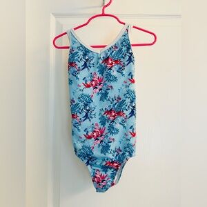 SP Sylvia Floral Blue  Gymnastics Leo - Girls 8
